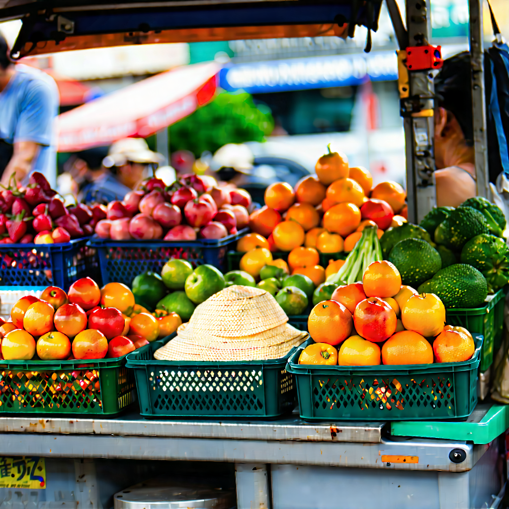 Urban Macro Photography: Urban street with street vendors