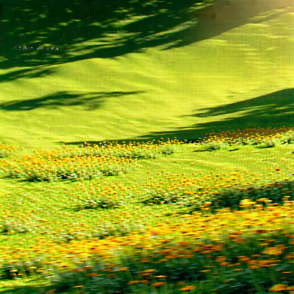 Nature Drone Photography: Wildflowers In Sunlit Clearing With Field Yellow