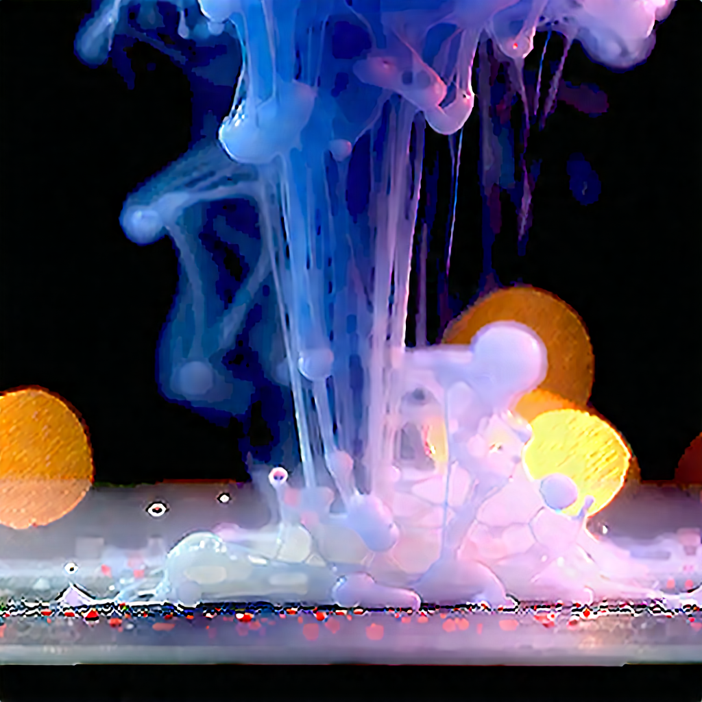 Abstract Polaroid Style: Macro View Of Chemical Reaction With Colorful, Swirling
