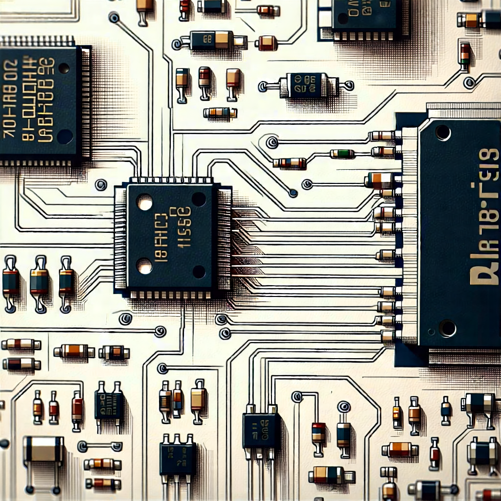 Tech Ink Drawing: Close-up of electronic circuit