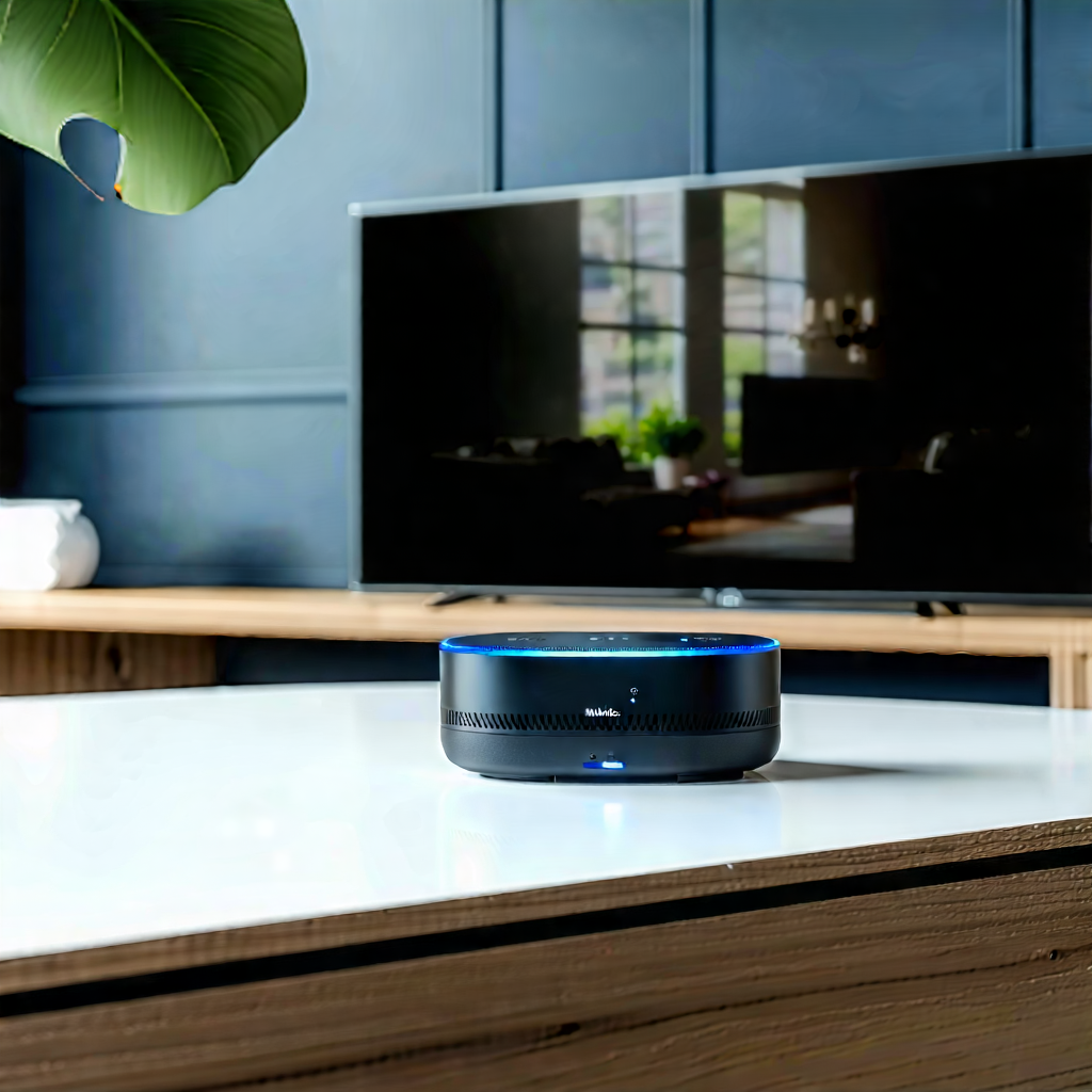 Tech Professional Photography: Smart Home (device:1.11) With Streaming Content With Black Television