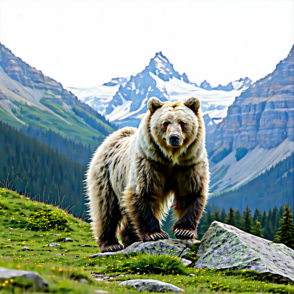 Nature Landscape Photography: Bear In (mountain:1.25) Terrain With Large Brown
