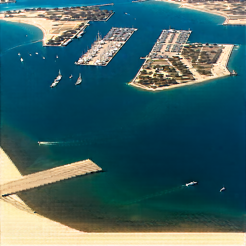 Urban Lithograph: Aerial view of harbor district