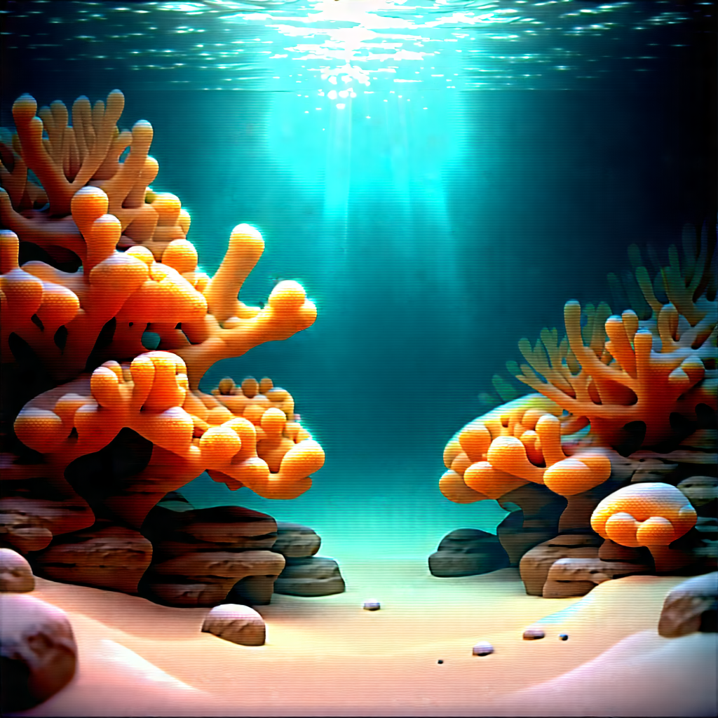 Nature Etching: Coral Reef In Winter (snow:1.35) With Vibrant Underwater