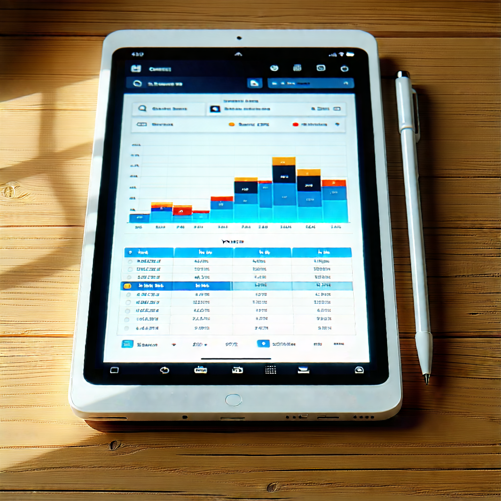 Tech Voxel Art: Tablet With Data Visualization With Tablet Computer
