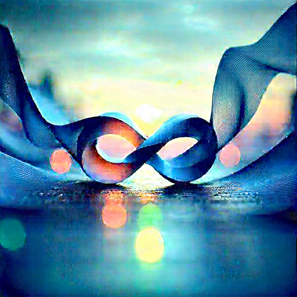 Abstract Polaroid Style: Infinity Represented Through Flowing Lines With Blue White