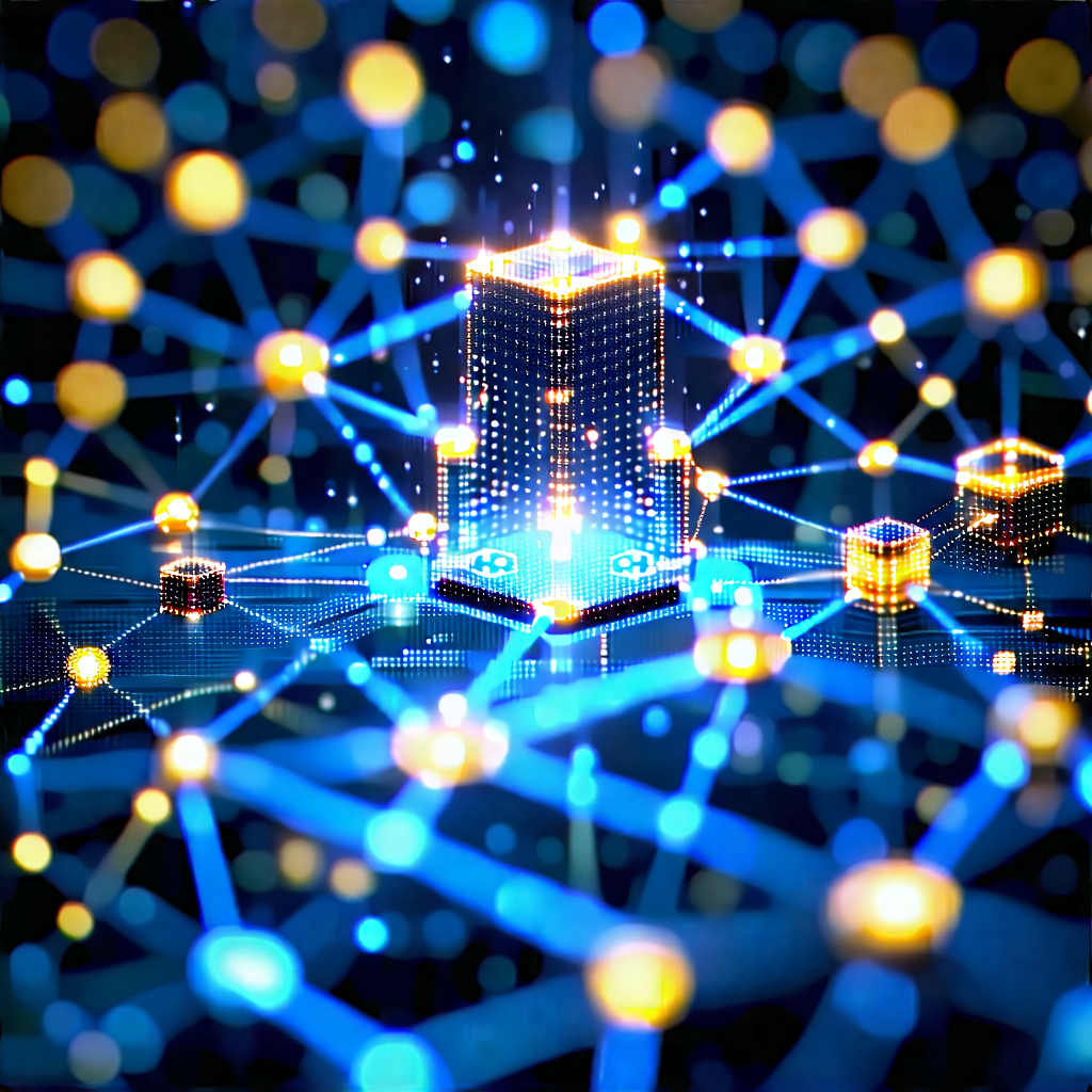 Tech Professional Photography: Blockchain Network Visualization With Image, There