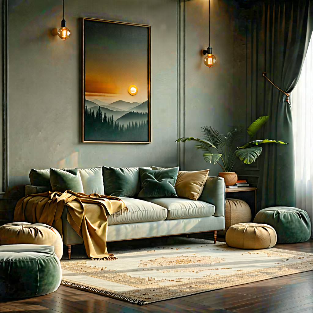 Lifestyle Octane Render: Home Office With Comfortable Textiles With Image, There