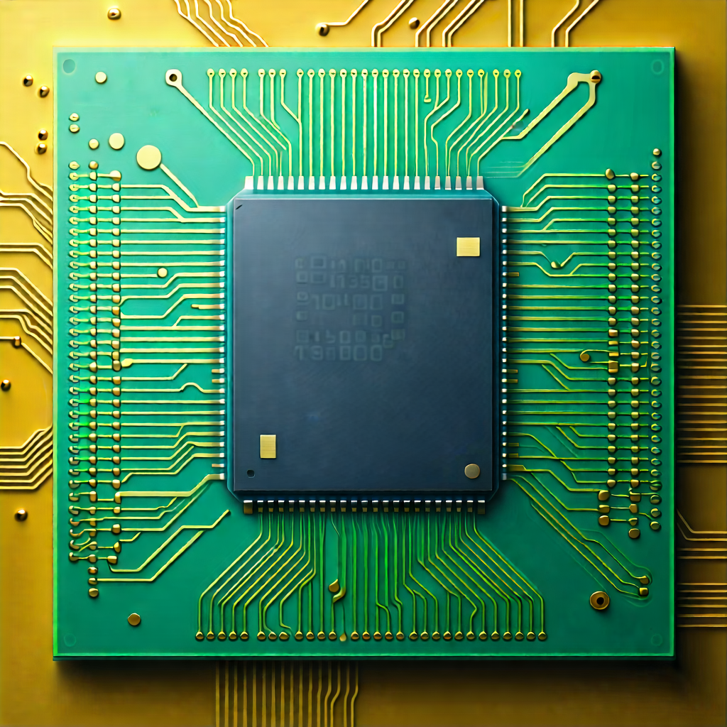 Tech Acrylic Painting: Close-up of microprocessor