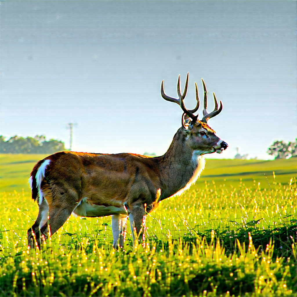 Nature Editorial Photography: Deer In Prairie Grassland With Large Deer
