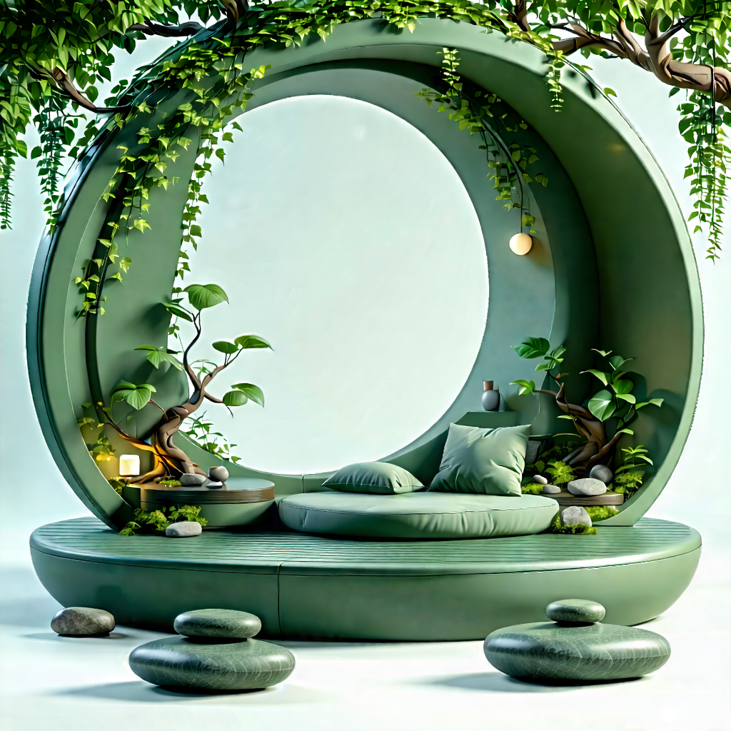 Lifestyle Blender Artwork: Wellness Scene With Meditation Space With Unique Creative