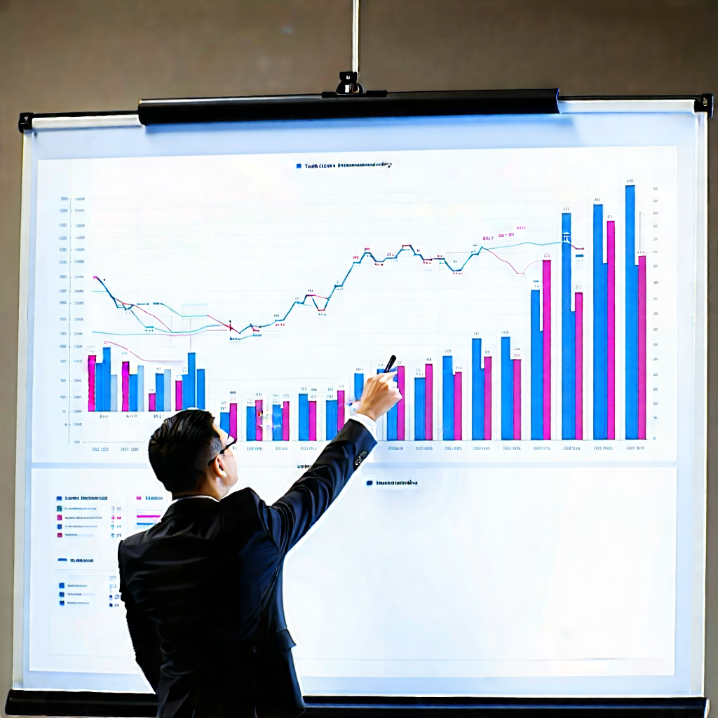 Business Professional Photography: Finance professional using digital whiteboard