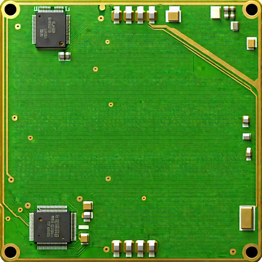 Tech Gouache Painting: Circuit board with laser scanning