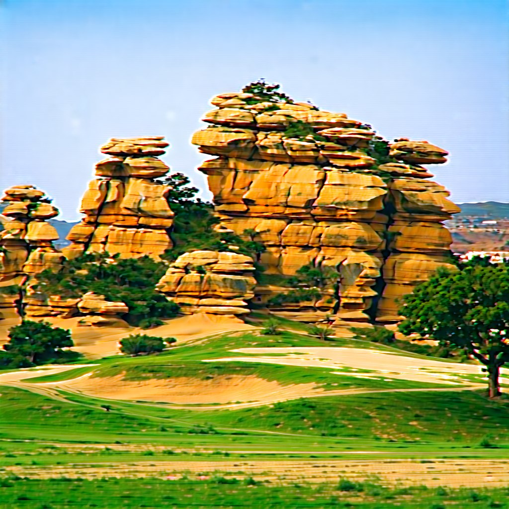 Nature Architectural Photography: Rock formation in spring bloom