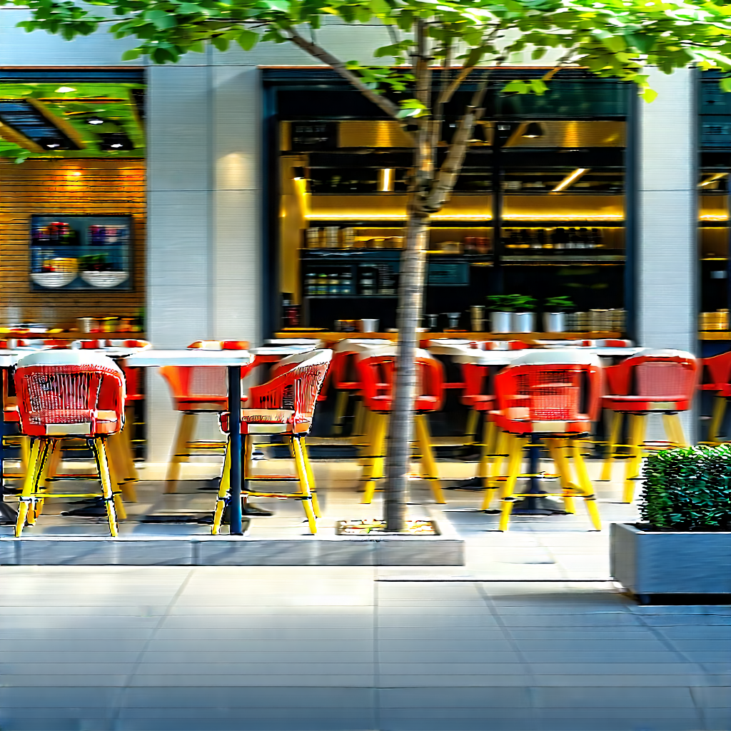 Urban Octane Render: Urban Street With Outdoor Seating With Restaurant Large
