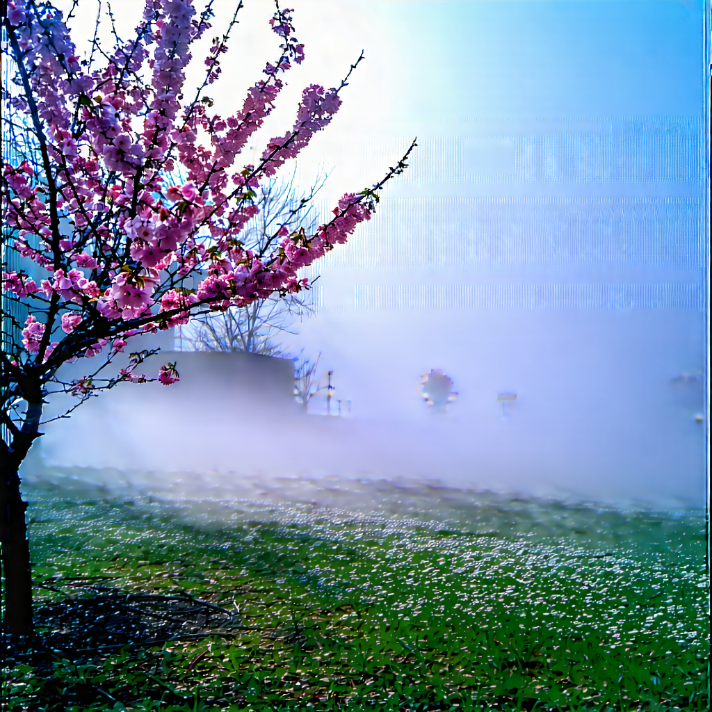 Nature Professional Photography: Cherry Blossoms In Misty Environment With Tree Pink