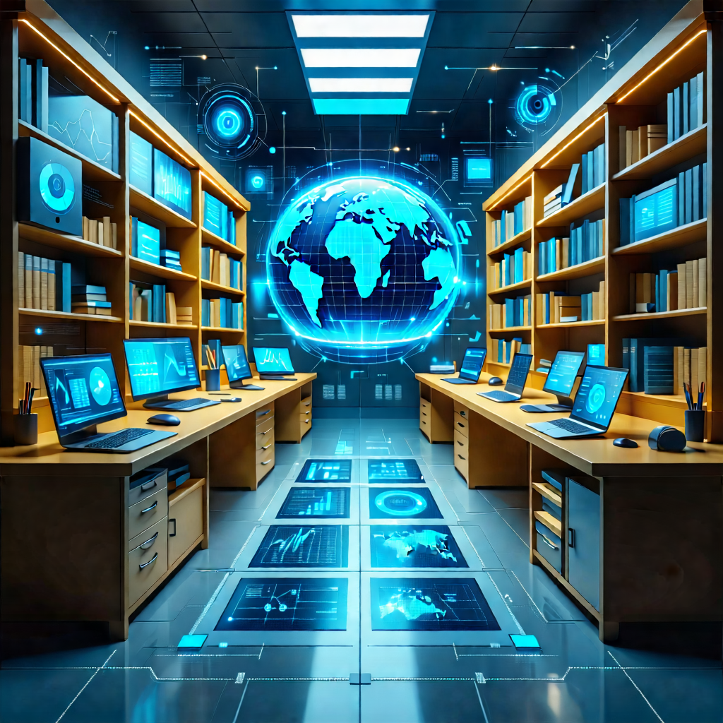 Tech Infographic Style: Educational Technology In Research Center With Image, There