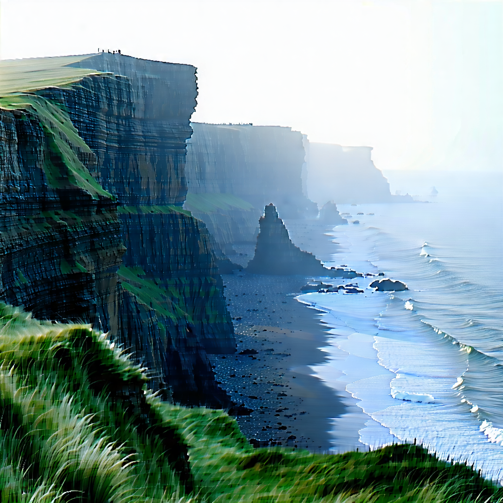 Nature 3D Render: Coastal cliff during foggy morning