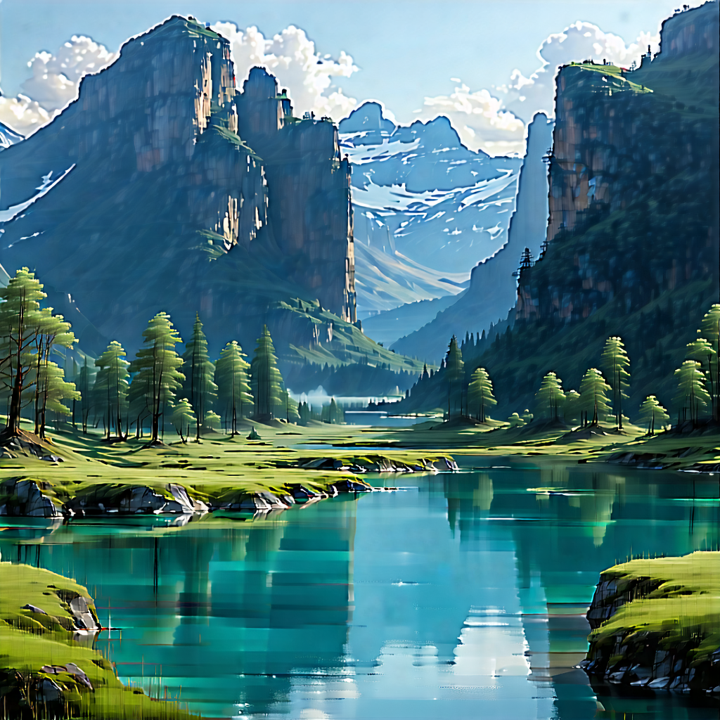 Tech Matte Painting: Digital Transformation Visualization With Serene Mountain