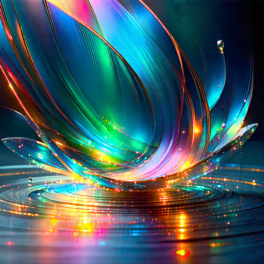 Abstract Concept Art: Abstract Interpretation Of Light Refraction With Vibrant Colorful