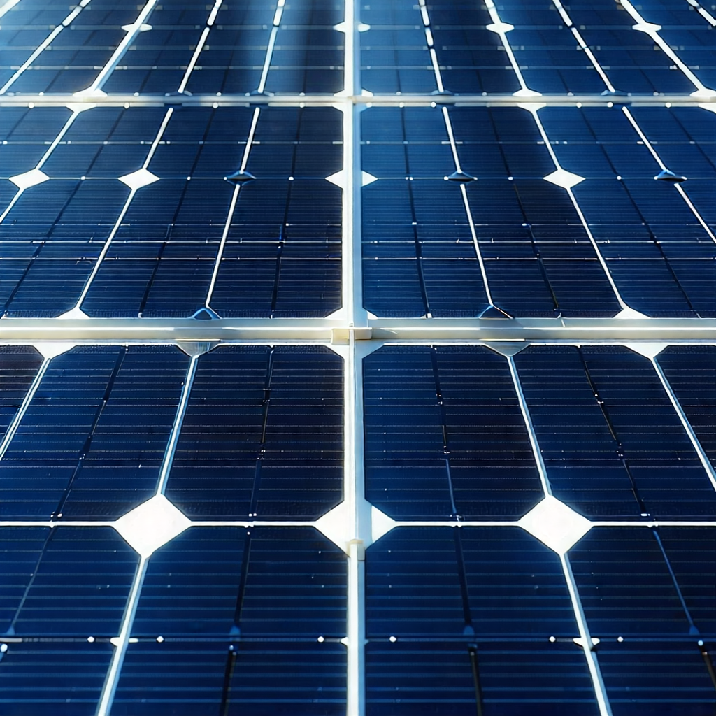 Tech Macro Photography: Solar Panel With Data Streams With Large Solar