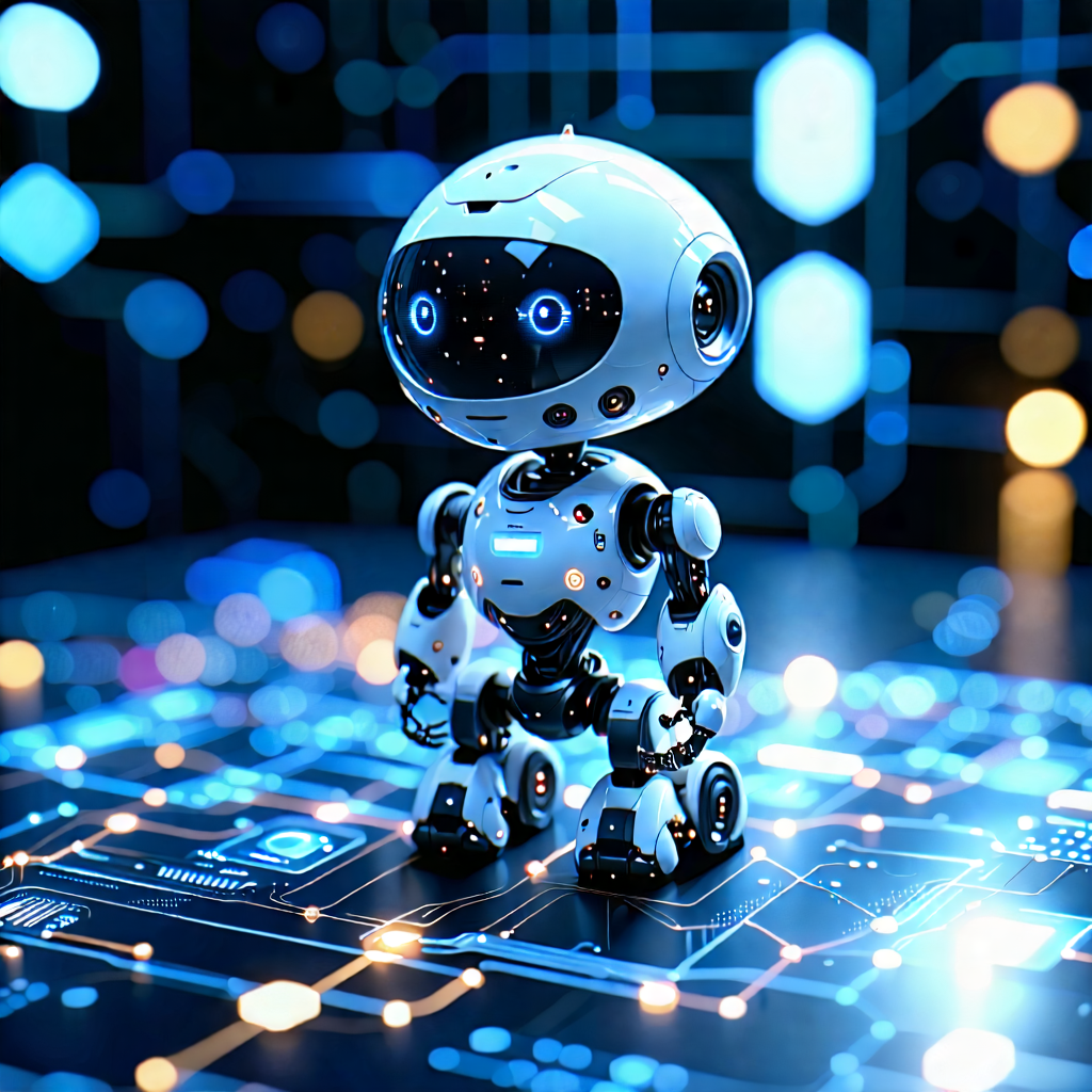 Tech Drone Photography: Robot with data streams