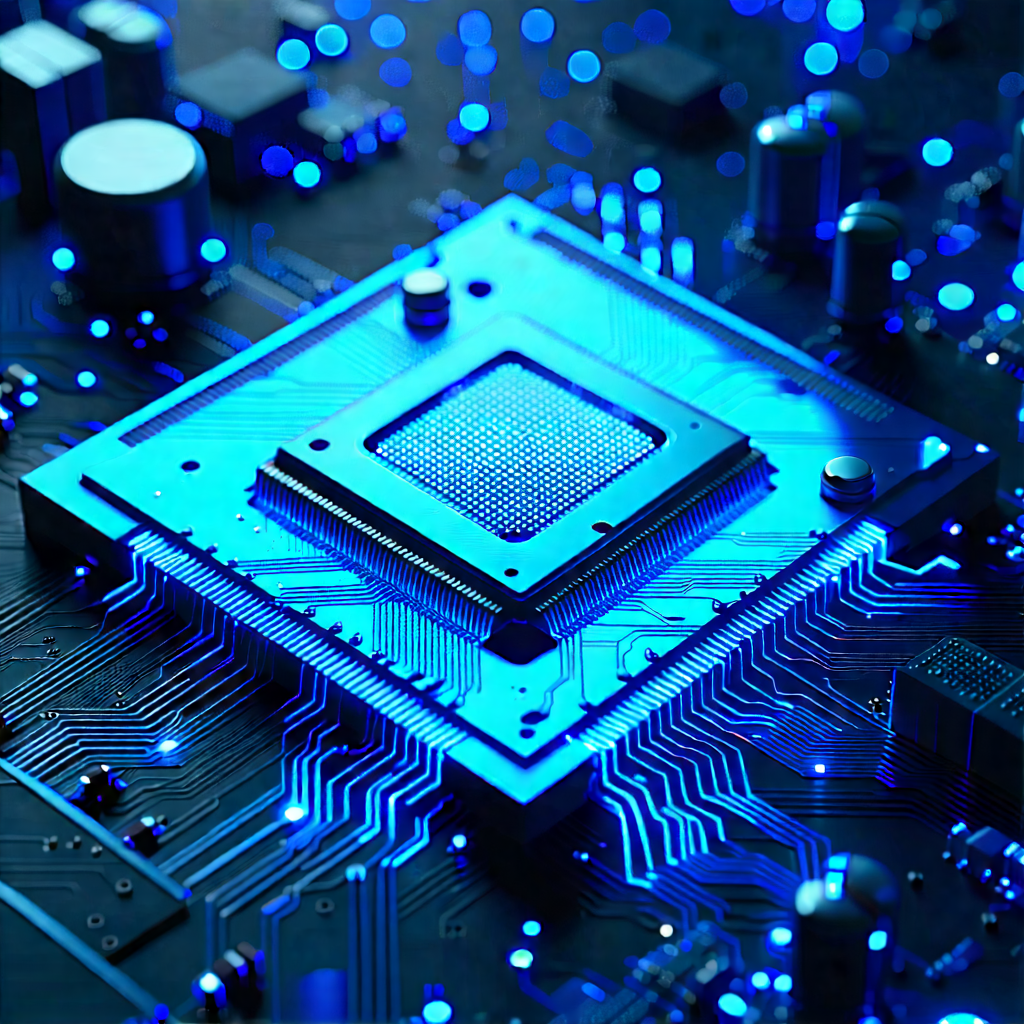Tech Unreal Engine: Microchip with blue light glow
