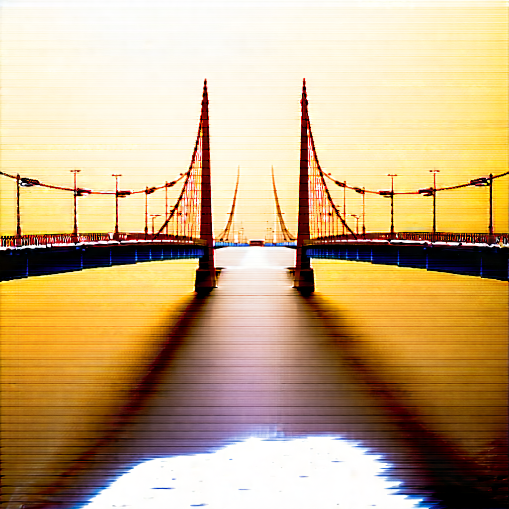 Urban Acrylic Painting: Iconic bridge with snow covering