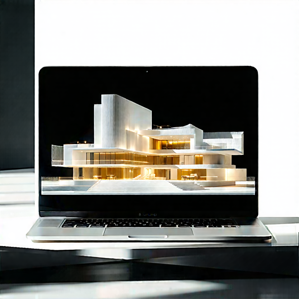 Tech Architectural Photography: Laptop With Data Visualization With Laptop Computer