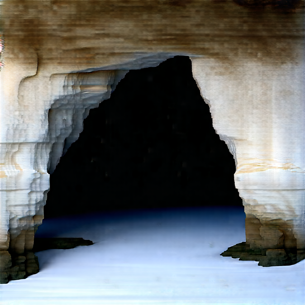 Nature Long Exposure Photography: Cave entrance in winter (snow:1.43)