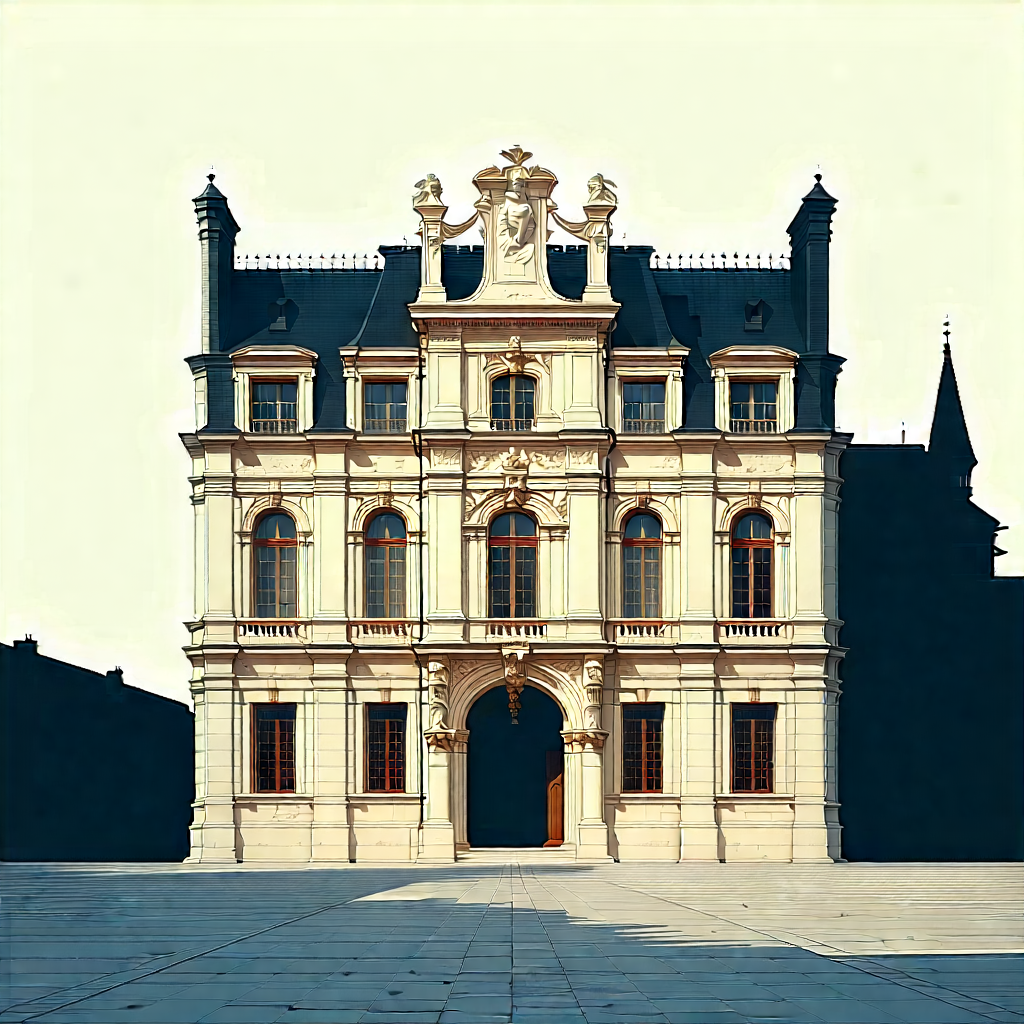 Urban Lithograph: Historic building with minimalist design