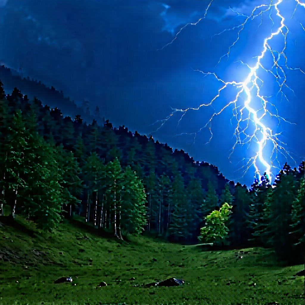 Nature Unreal Engine: Lightning over forest clearing