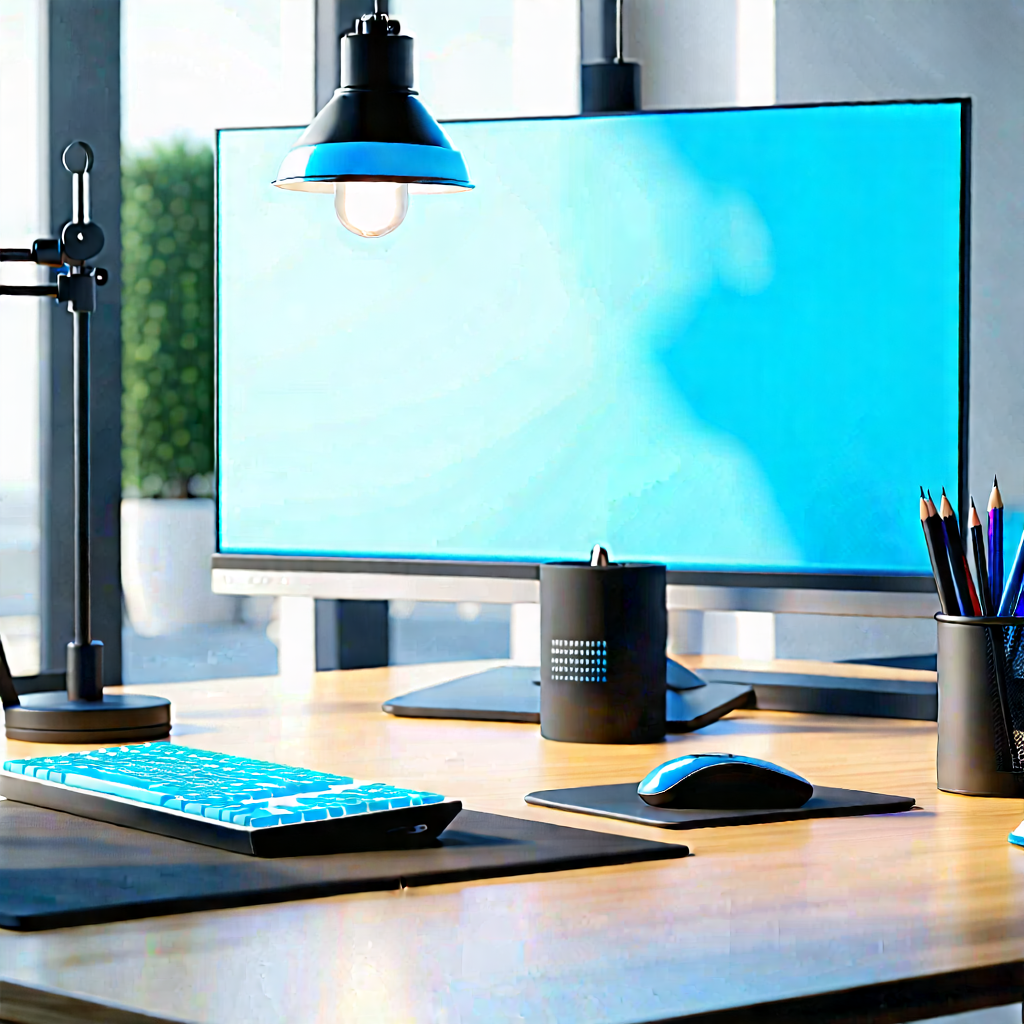 Business Concept Art: Workplace With Digital Devices On Desk With Wooden Desk