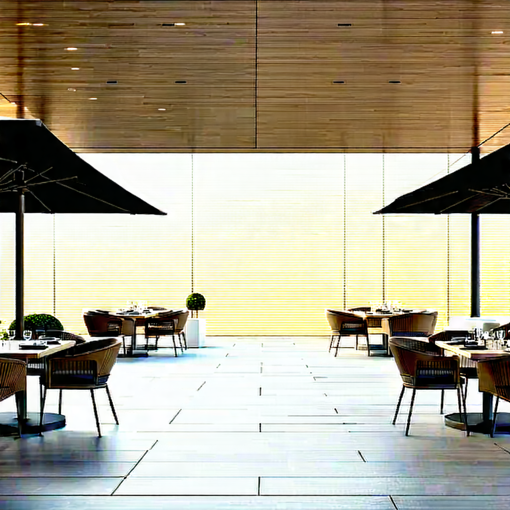 Urban Commercial Photography: Rooftop Garden With Outdoor Dining With Large Dining
