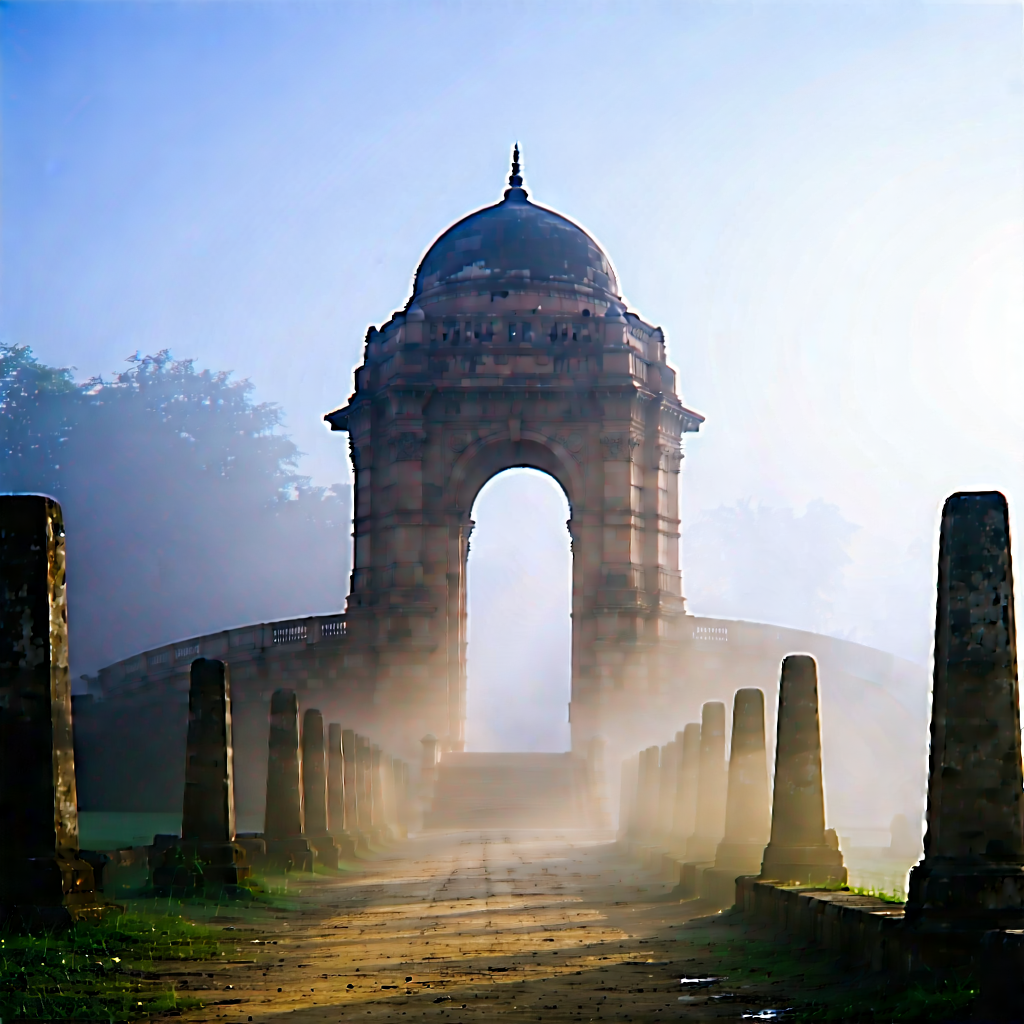 Urban Professional Photography: Historic Monument With Morning Mist With Large, Ornate