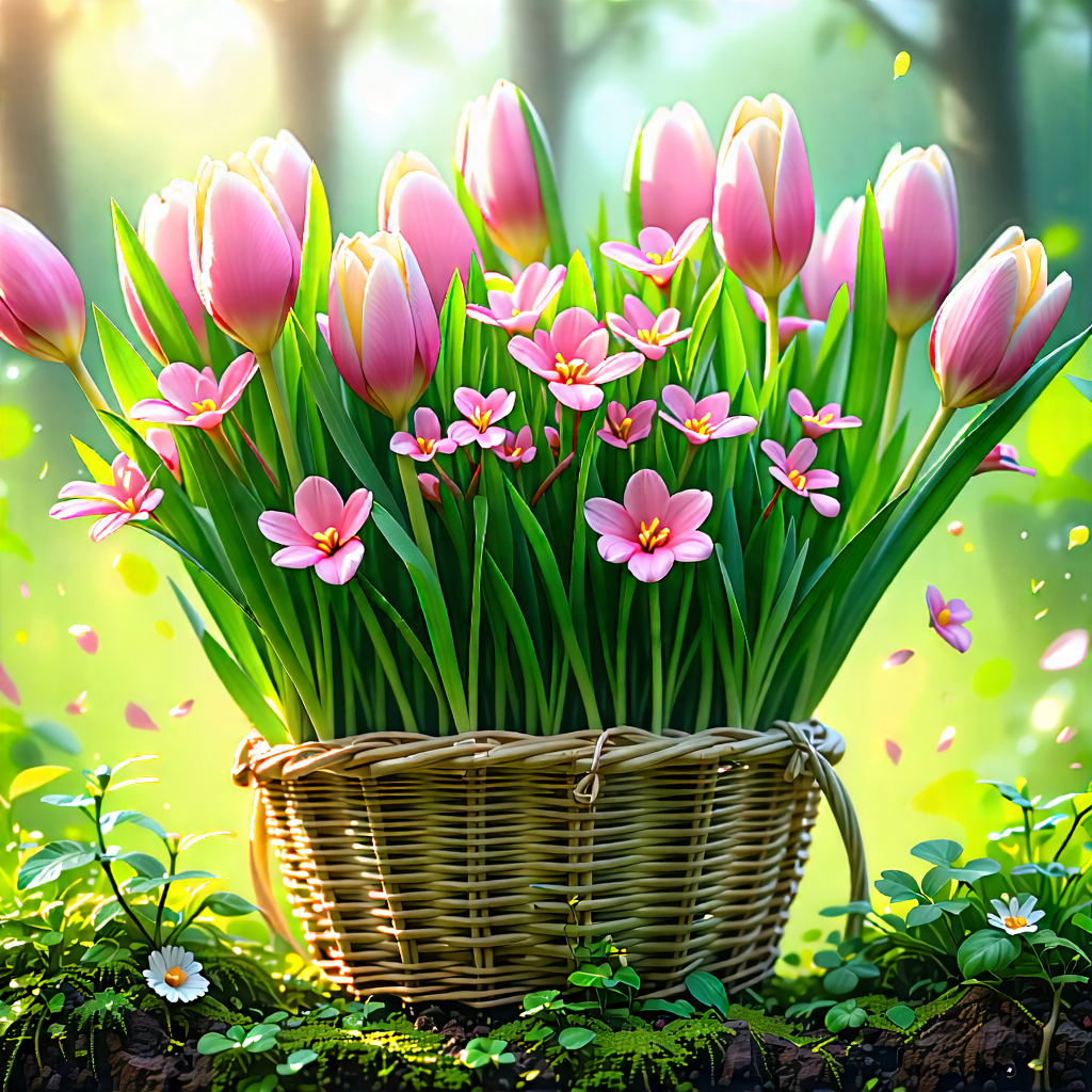 Lifestyle Digital Art: Spring Gardening During Spring With Basket Filled