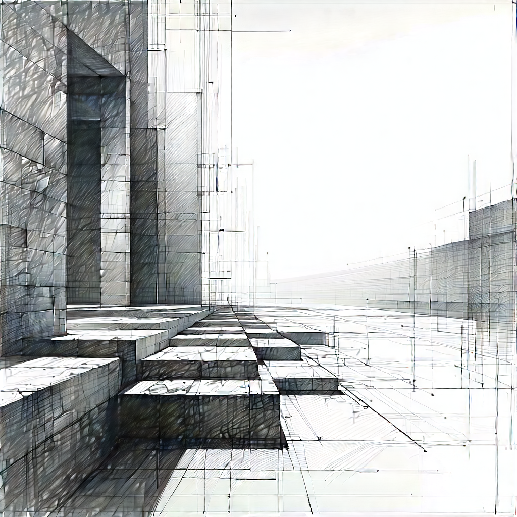 Abstract Pencil Sketch: Conceptual Representation Of Separation With Drawing Building