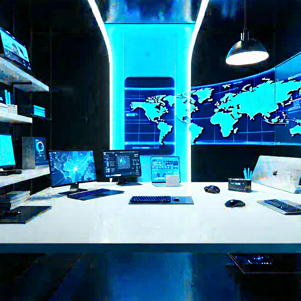 Tech Blender Artwork: Futuristic tech startup office