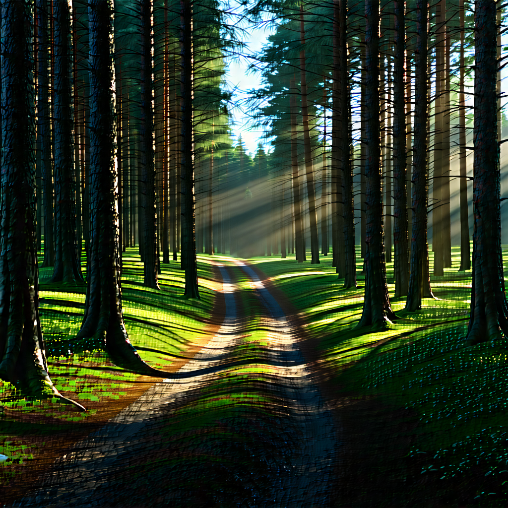 Nature 3d Render: Path Through Pine (forest:1.41) With Forest Path
