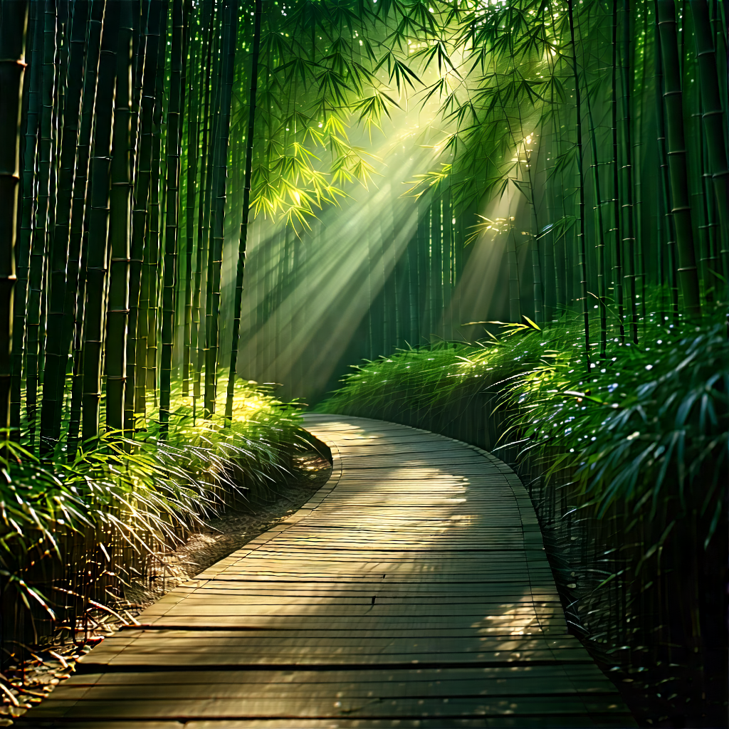 Nature Advertising Photography: Path Through Bamboo Grove With Serene Forest