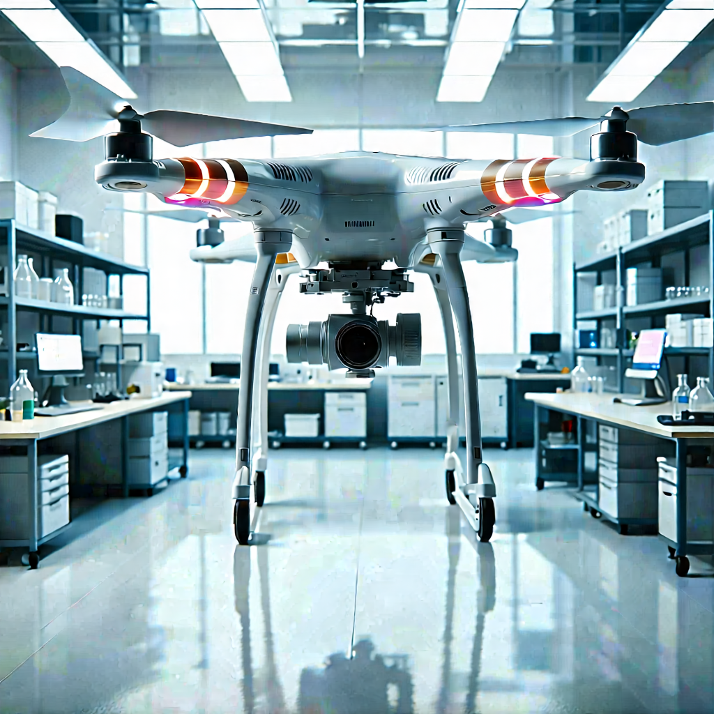 Tech Drone Photography: Educational Technology In (modern:1.31) Laboratory With Large White