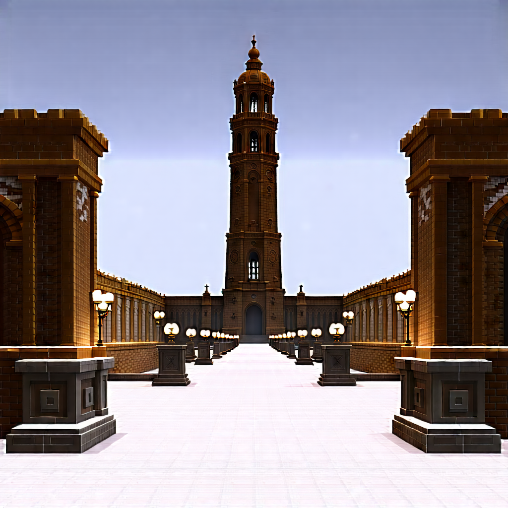 Urban Low Poly: Historic Monument With Rain-slicked Streets With Model Large