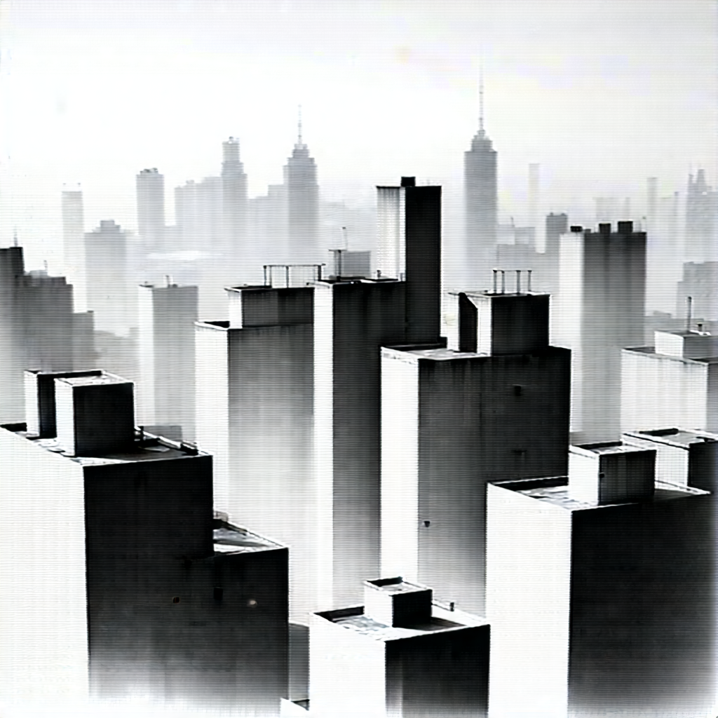 Urban Charcoal Drawing: Aerial view of city blocks