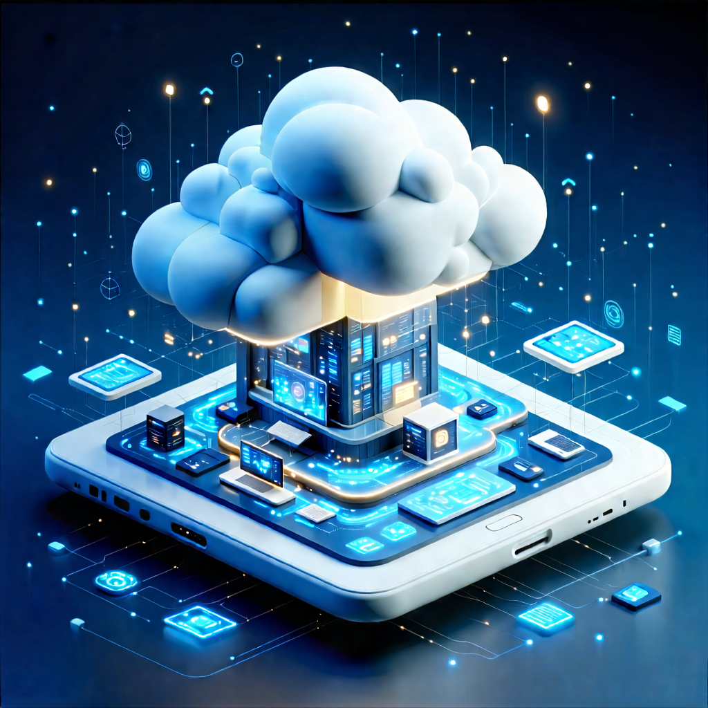 Tech Isometric Design: Cloud computing visualization