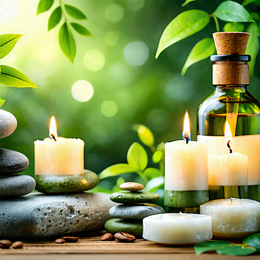 Lifestyle Pastel Drawing: Wellness Scene With Aromatherapy With Beautiful Arrangement