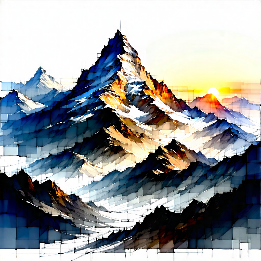Nature Pencil Sketch: Mountain Range During Sunset With Painting Mountain