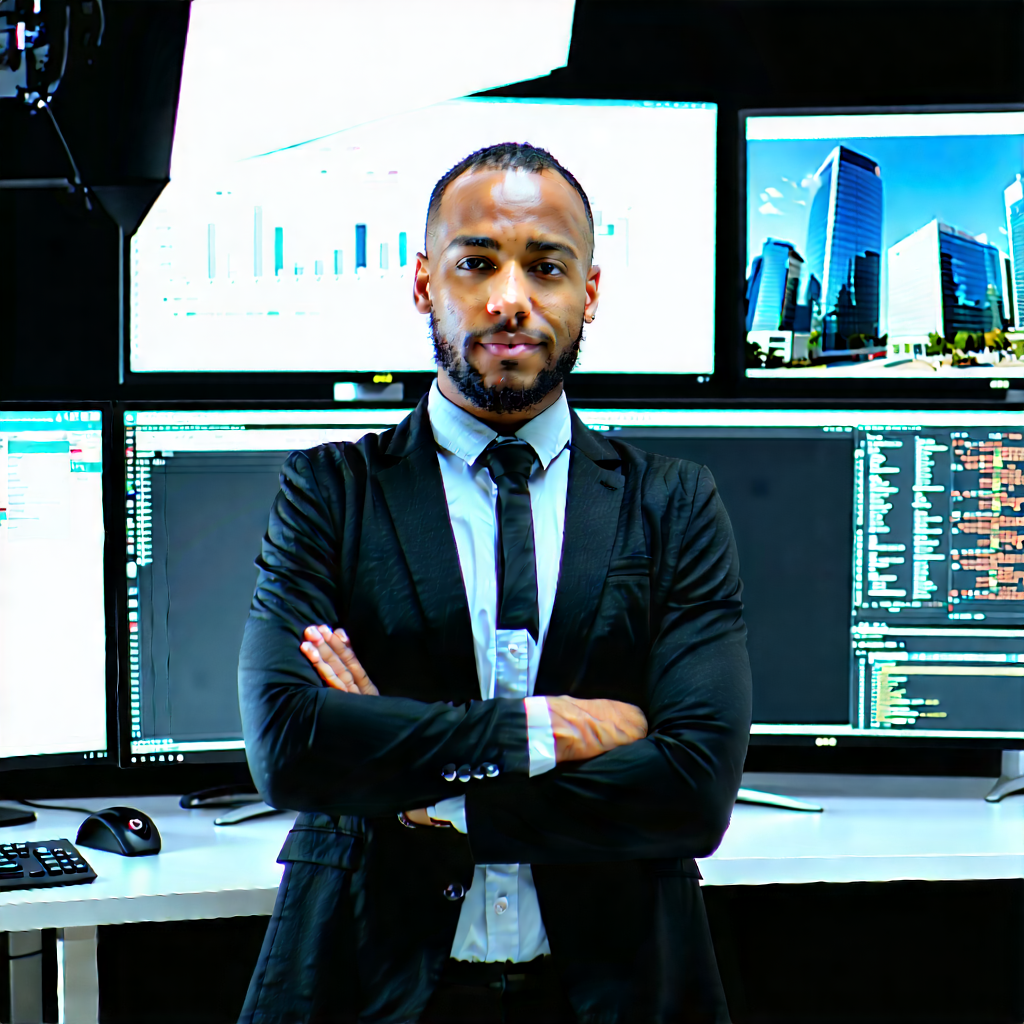 Business Professional Photography: Legal professional using multiple monitors