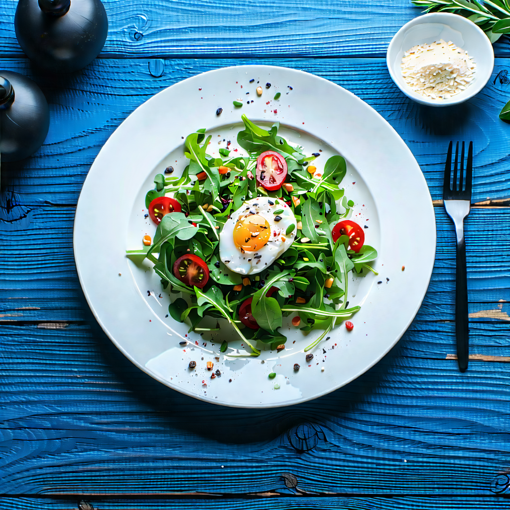 Lifestyle Unreal Engine: Fresh Salad Prepared With Artistic Presentation With White Plate