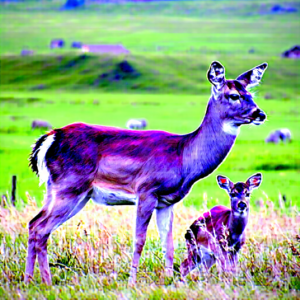 Nature Hdr Photography: Deer In Prairie Grassland With Large Deer
