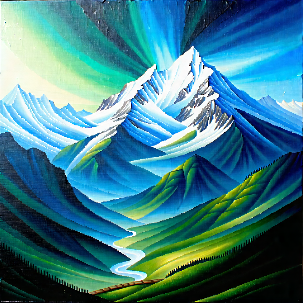 Nature Acrylic Painting: Aerial view of mountain range